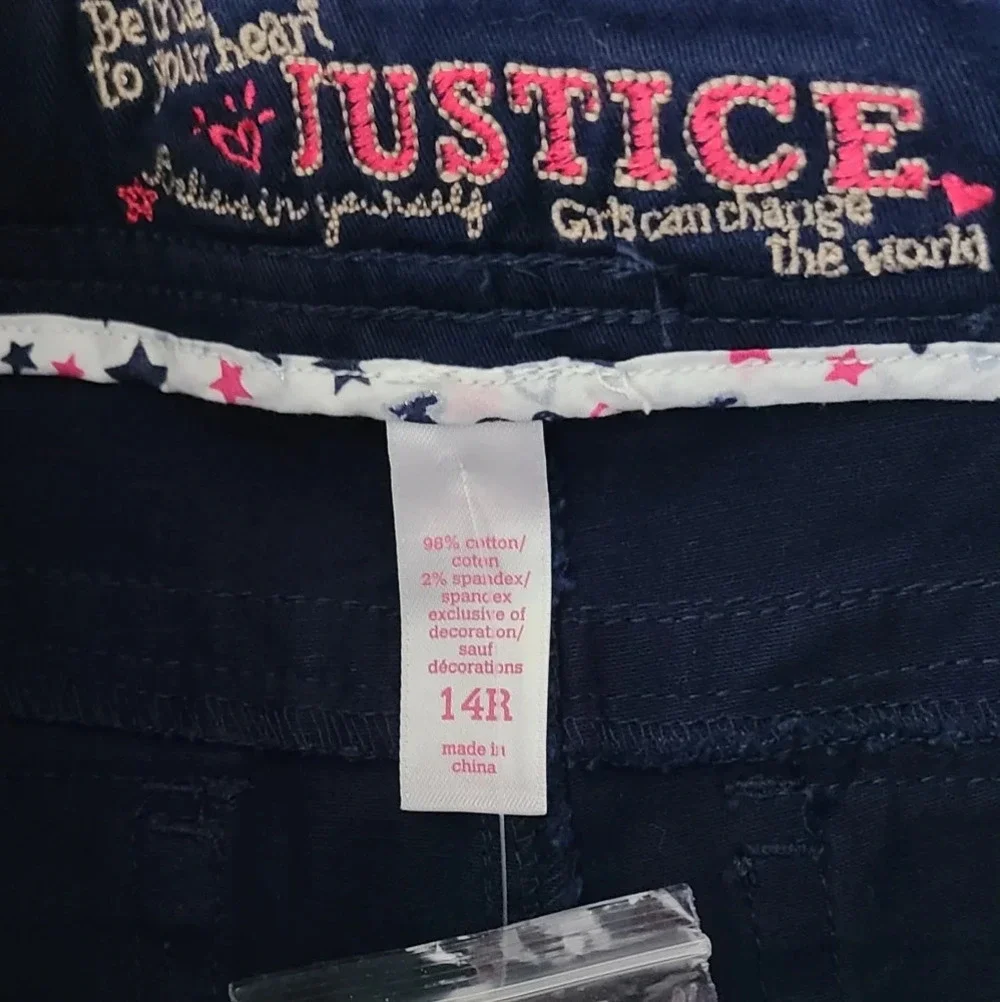 NWT Justice blue girls pants size 14